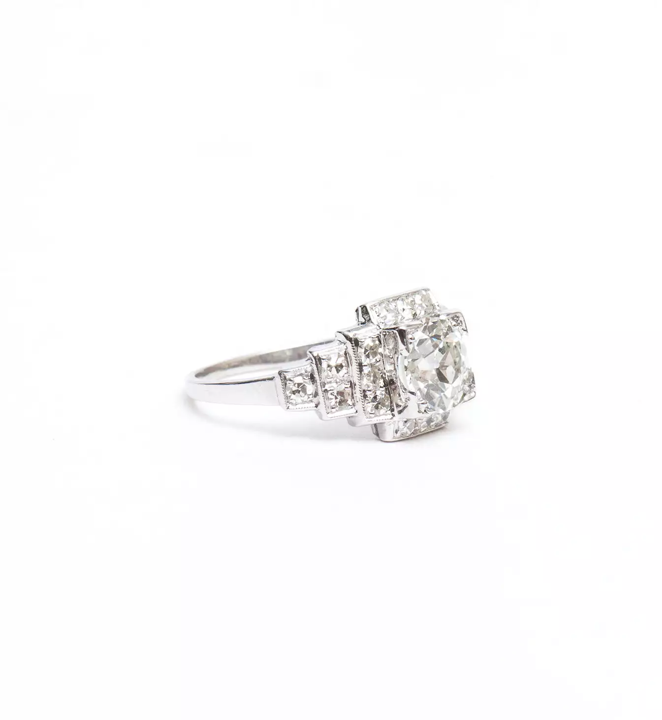 1.23 ct Old European Diamond Step Down Ring