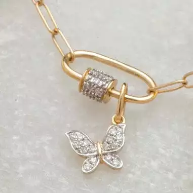 14K Gold Butterfly and Diamond Charm