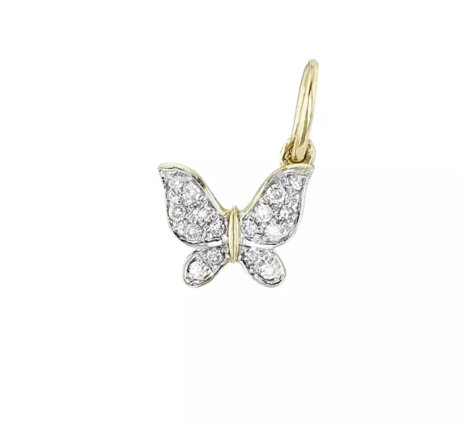 14K Gold Butterfly and Diamond Charm