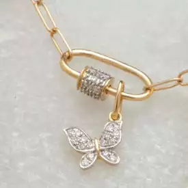 14K Gold Butterfly and Diamond Charm