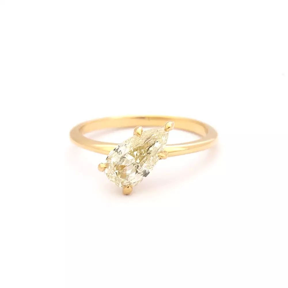 1.62 ct Tilted Champagne Pear Vault Five-Prong Solitaire