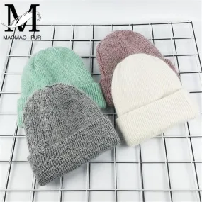 2017 New Winter Hat for Women Rabbit Cashmere Knitted Beanies Thick Warm Vogue Ladies Wool Angora Hat Female Beanie Hats