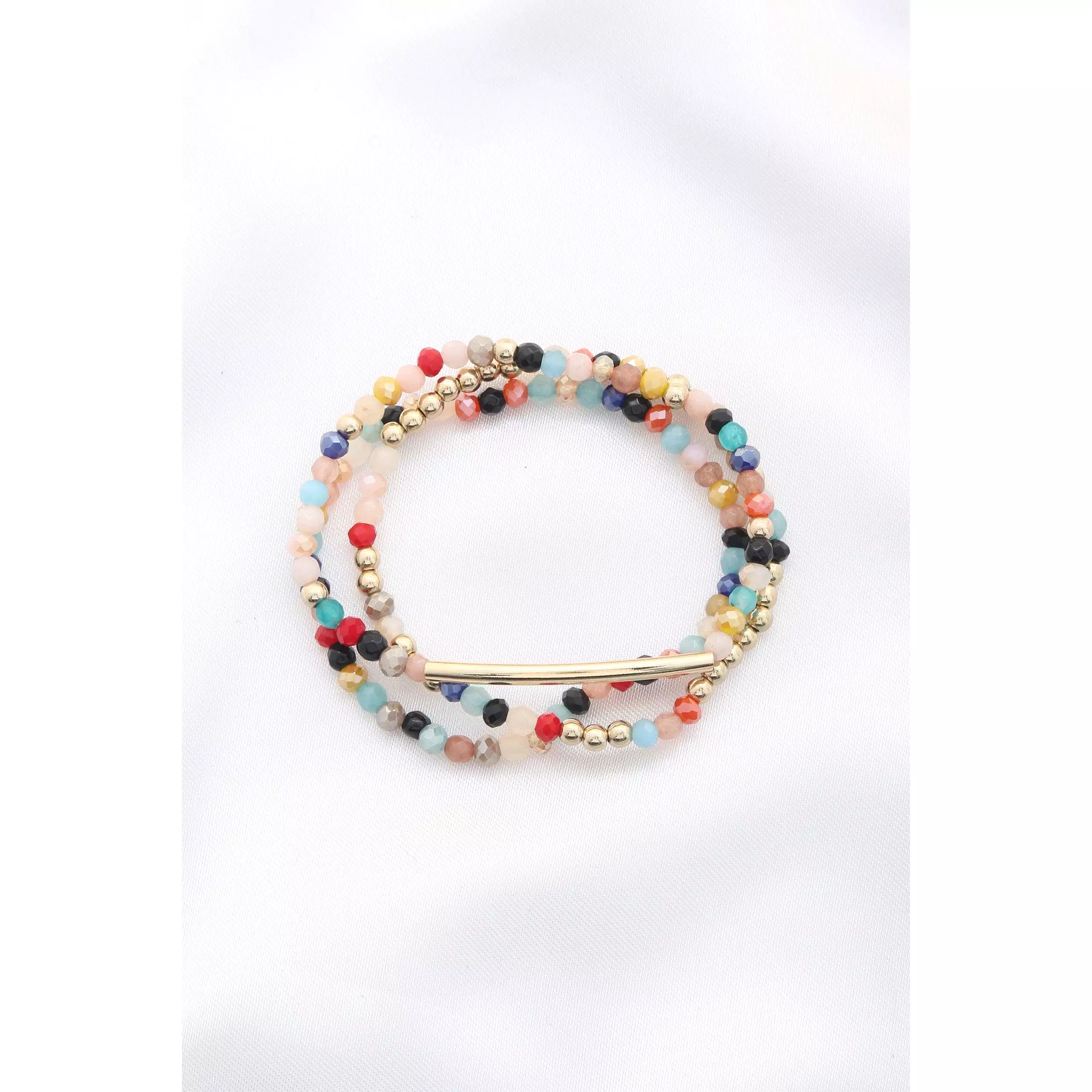 3 Row Glass Bead Stretch Bracelet