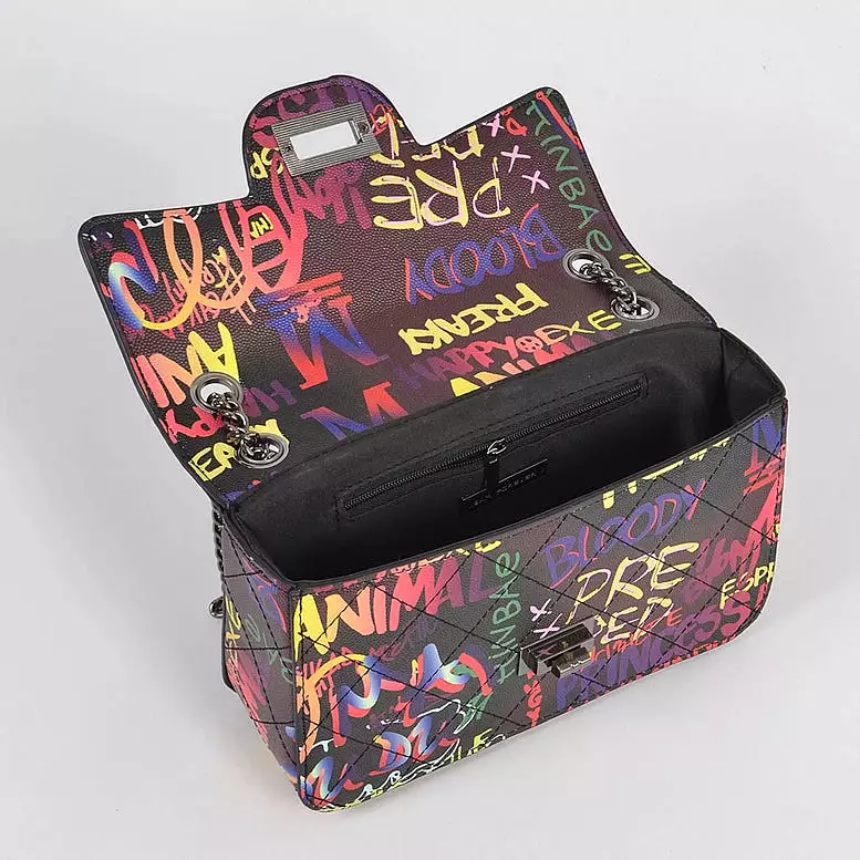 3AM Black Graffiti Quilted Clutch