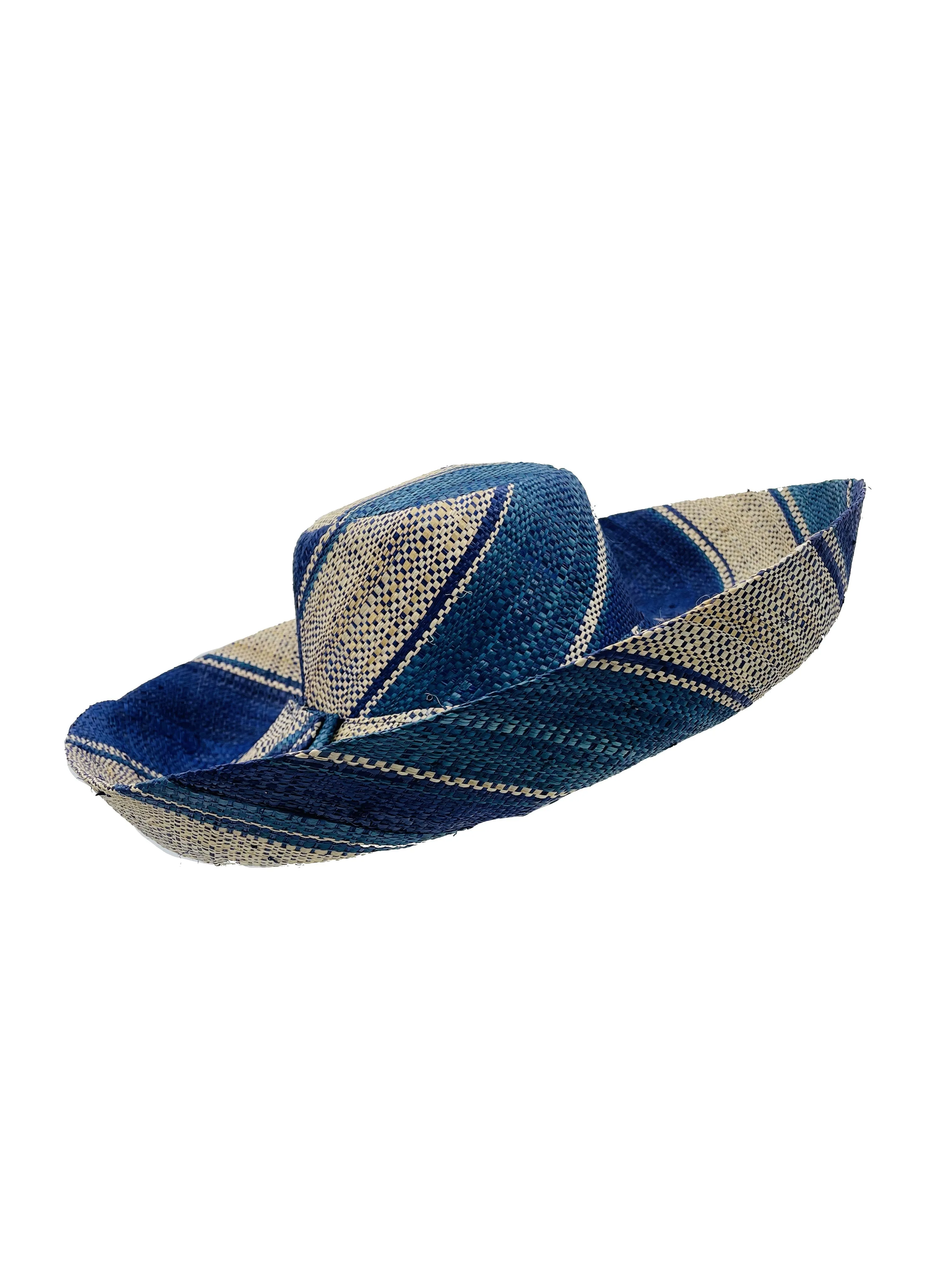 5 & 7 Wide Brim Multicolor Stripe Pattern Packable Straw Sun Hats