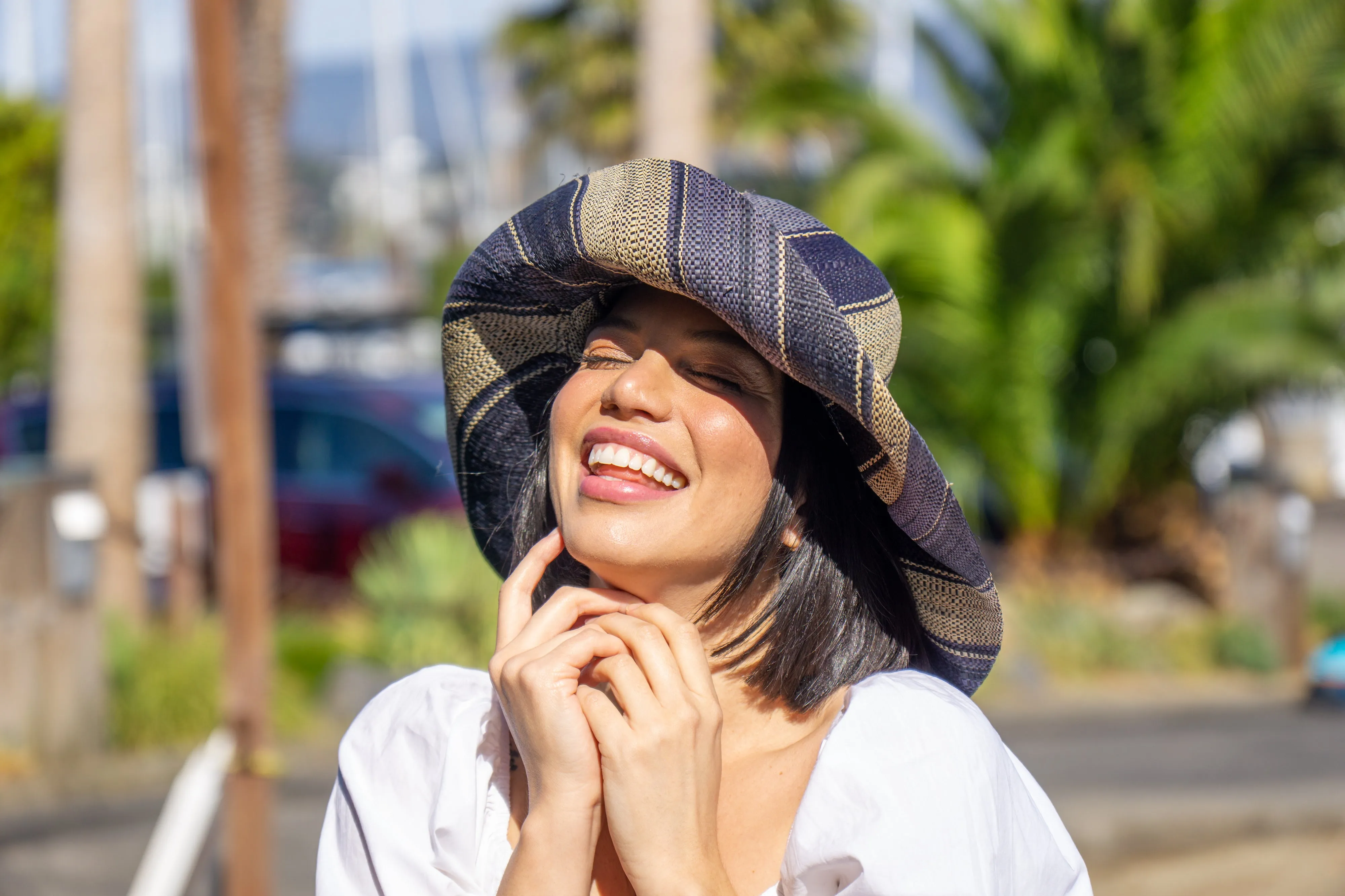 5 & 7 Wide Brim Multicolor Stripe Pattern Packable Straw Sun Hats