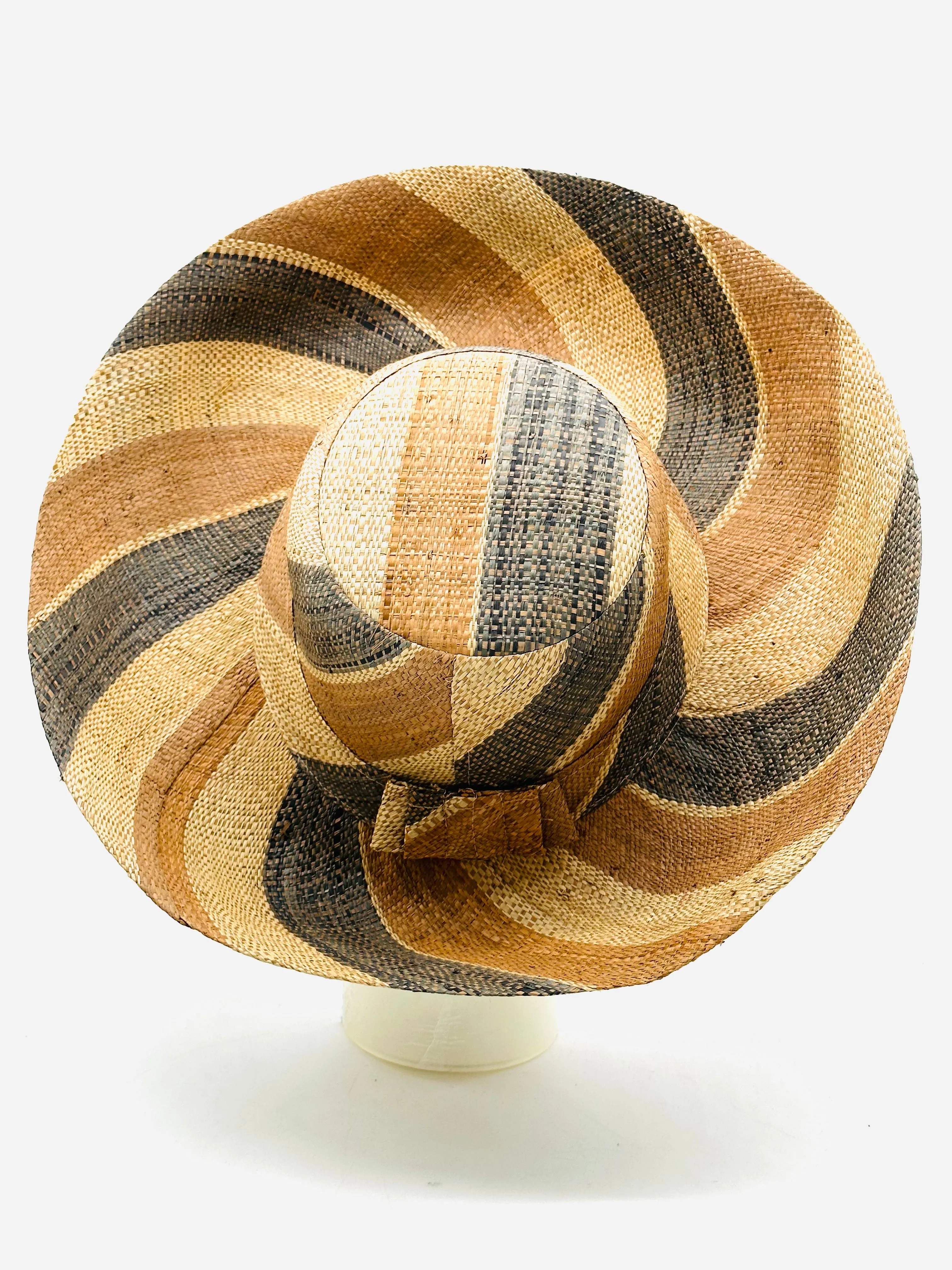 5 & 7 Wide Brim Multicolor Stripe Pattern Packable Straw Sun Hats