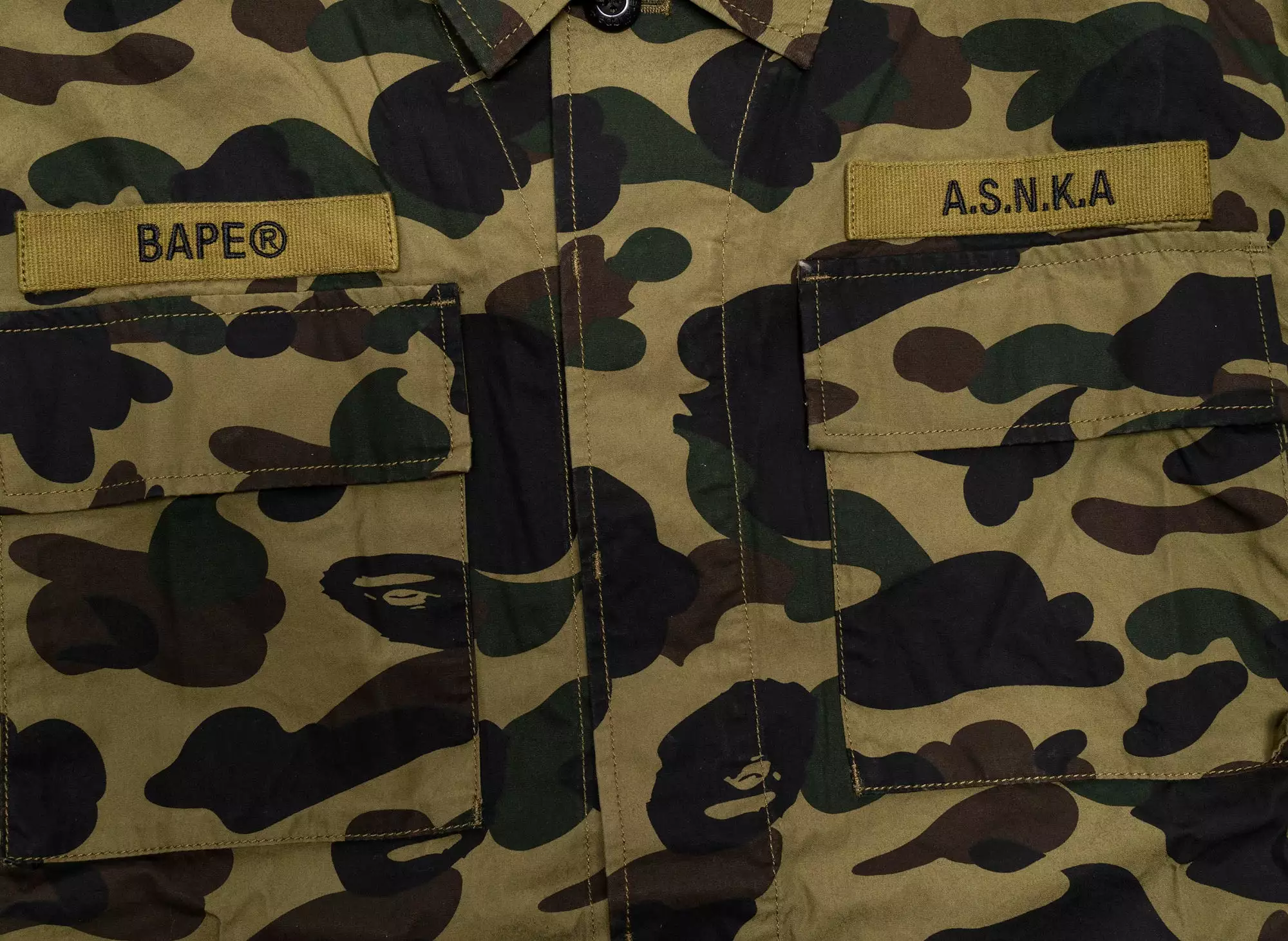 A Bathing Ape 1st Camo Military Shirt in Green xld