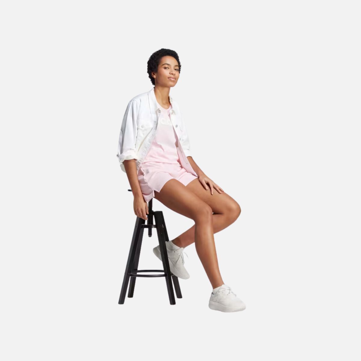 Adidas Essential Linear French Terry Women's Short -Clear Pink/White