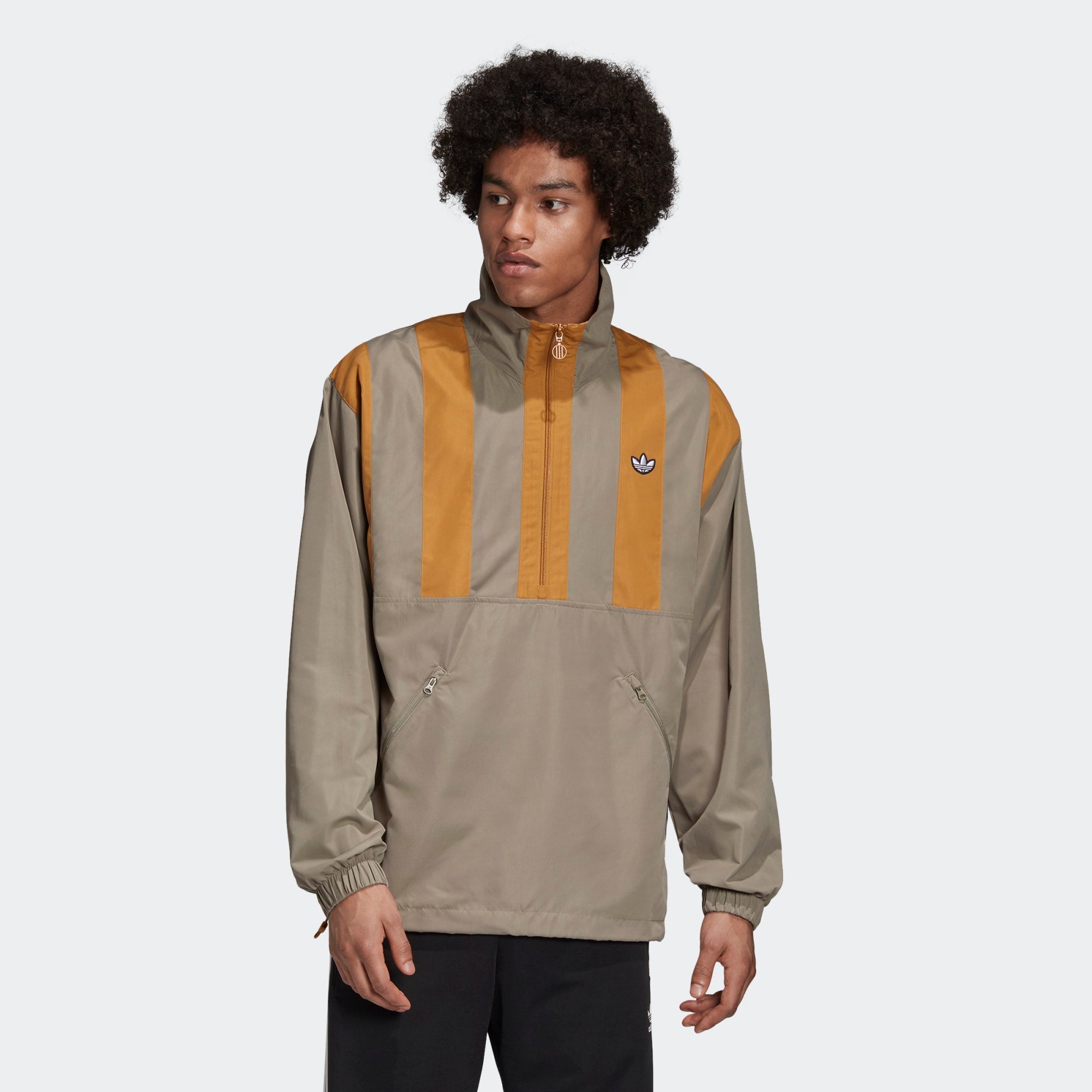 Adidas Originals Men's Samstag Half Zip Smock Jacket - Brown