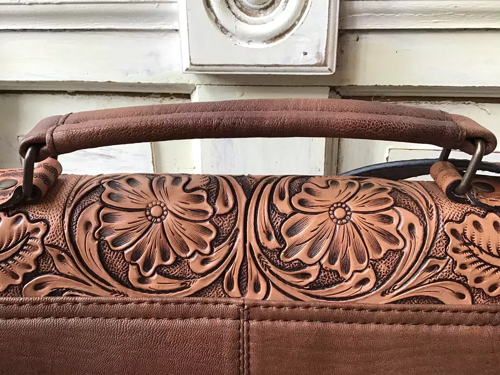 American Darling Tooled Leather Briefcase Tote