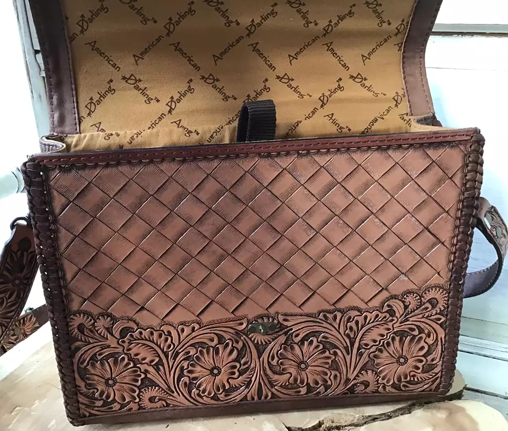 American Darling Tooled Leather Briefcase Tote