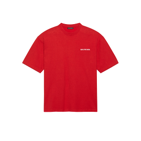 Balenciaga Logo Medium Fit Men's T-Shirt, Red