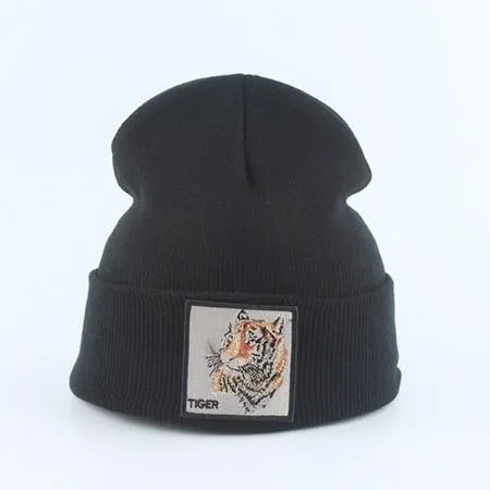 Beanie Wolf Embroidery Winter Hats Knitted Beanies For Women