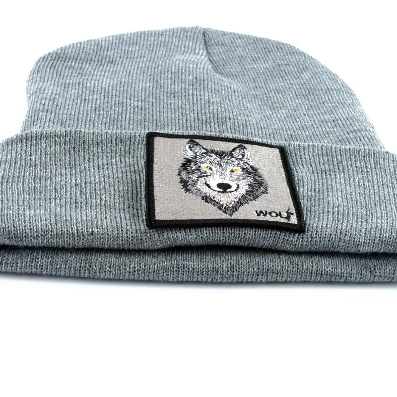 Beanie Wolf Embroidery Winter Hats Knitted Beanies For Women