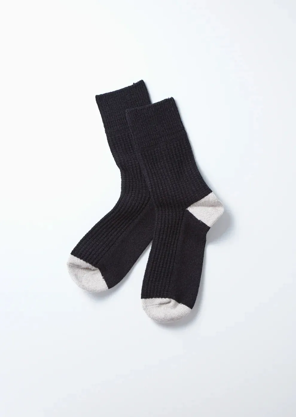 Black Gray Recycled Cotton Wool Socks - Singles