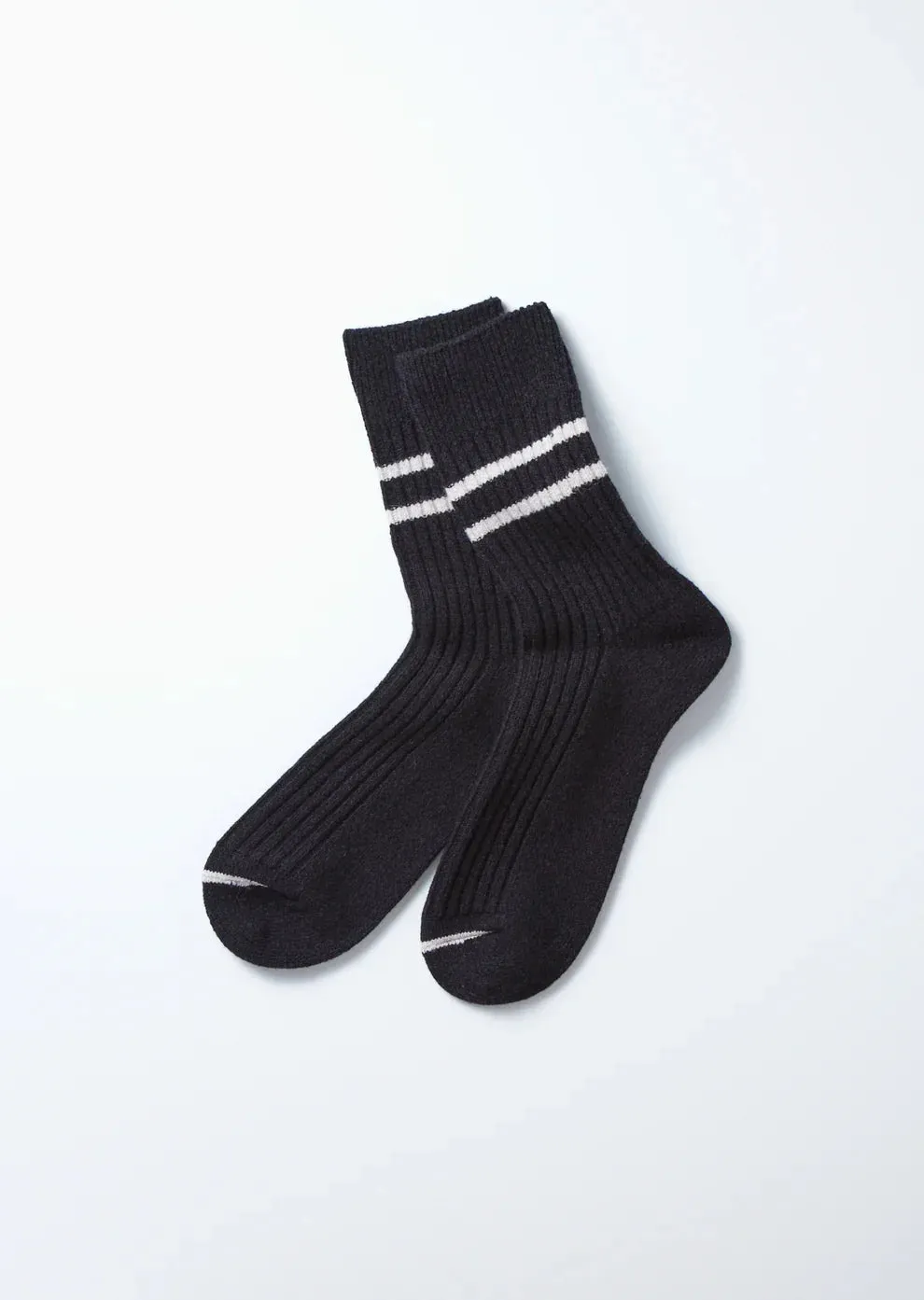 Black Gray Recycled Cotton Wool Socks - Singles