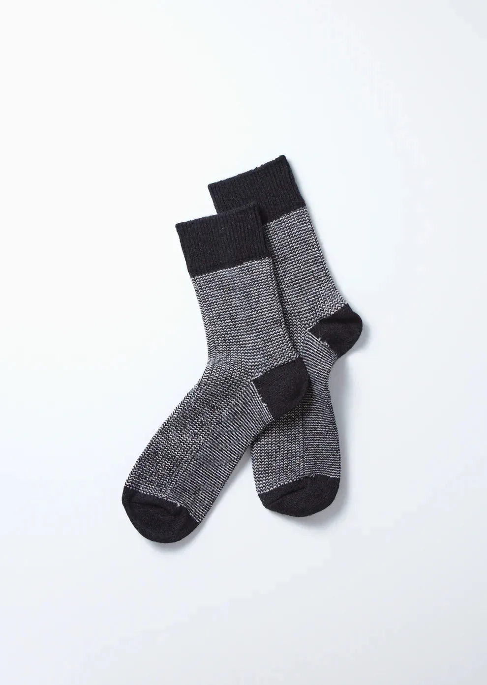 Black Gray Recycled Cotton Wool Socks - Singles