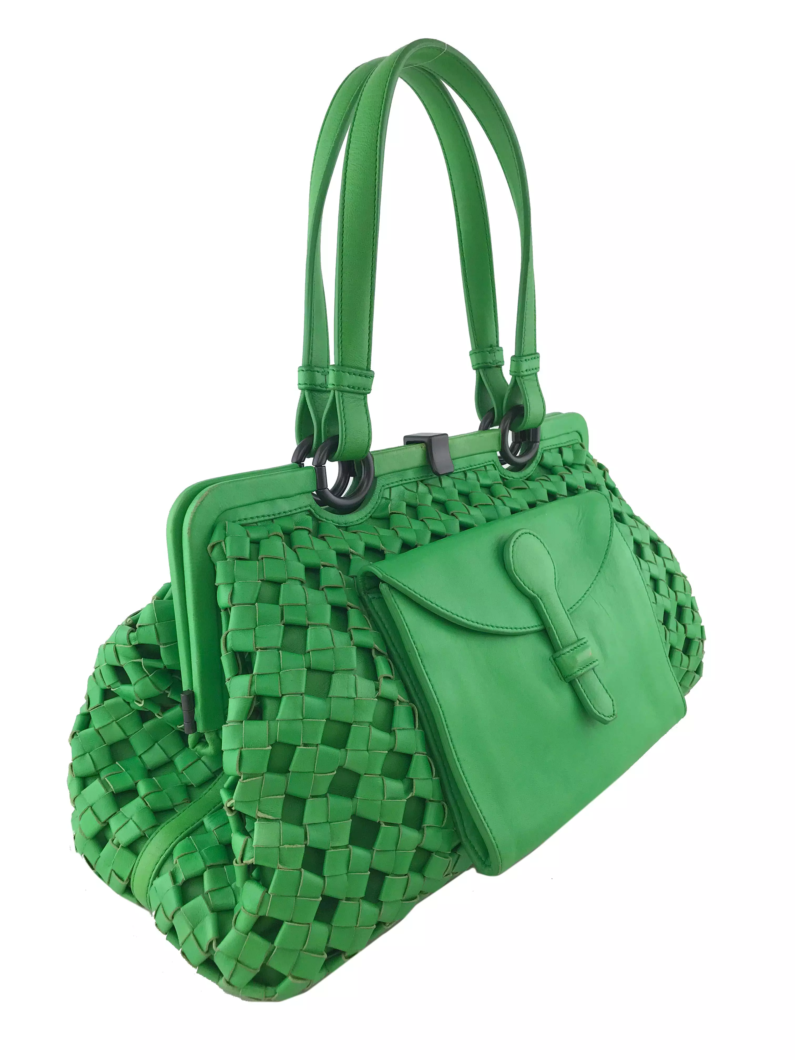 Bottega Veneta Limited Edition Woven Leather Framed Bag