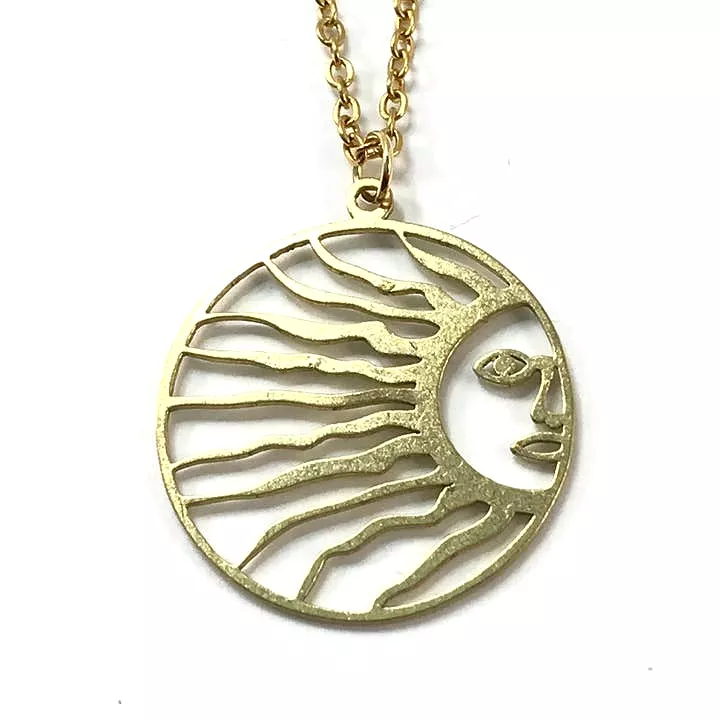 Brass Round Sun Necklace