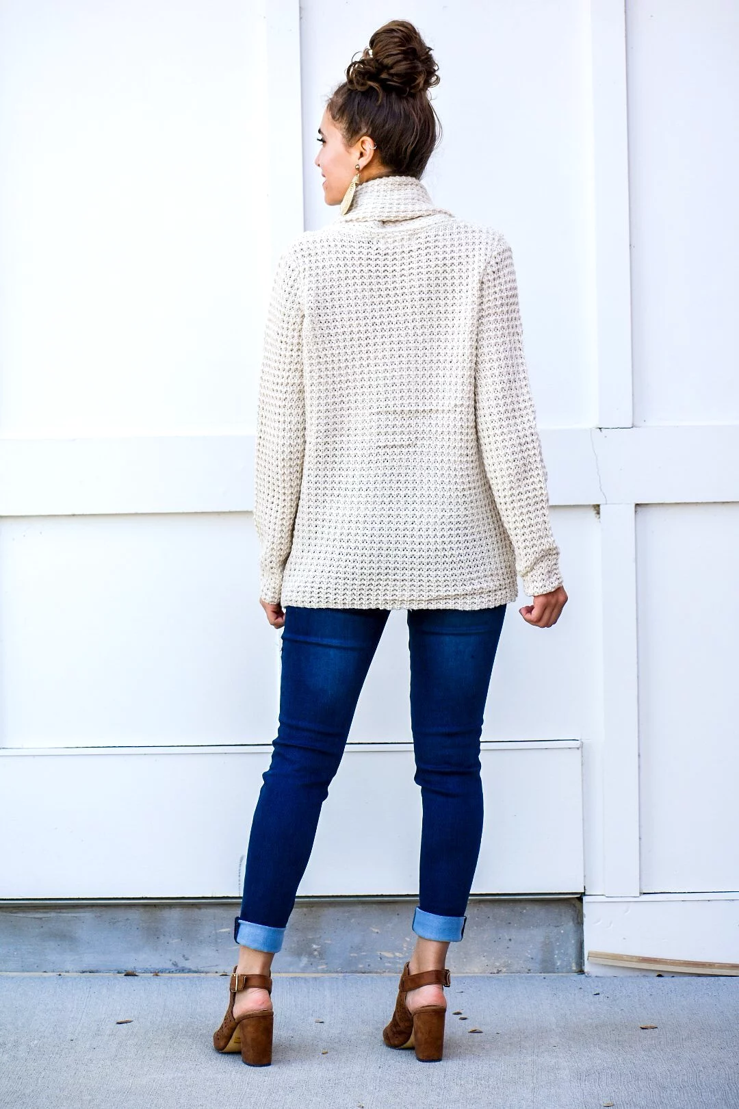 Brave Cross Over Cream Knit Sweater