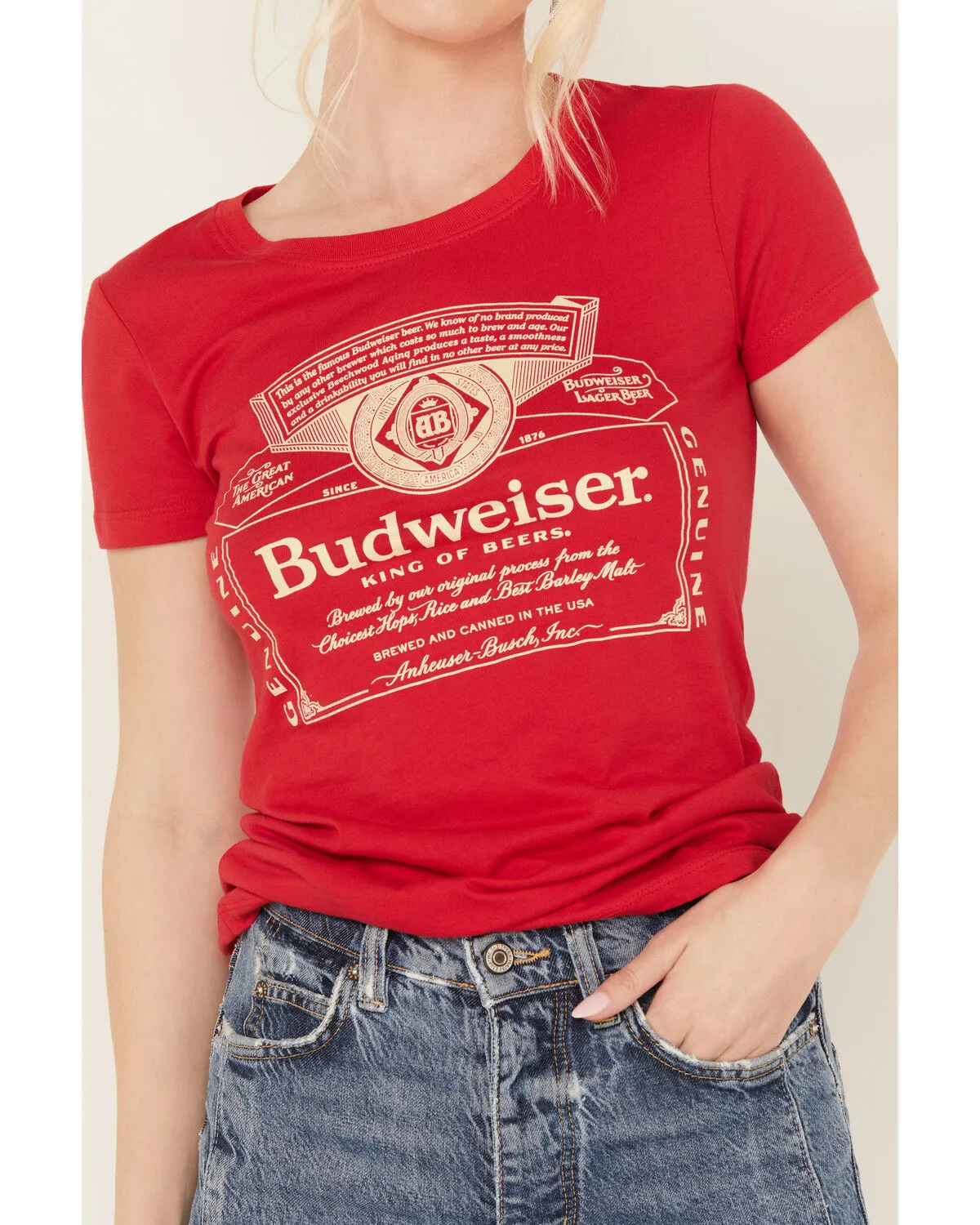 Brew City Beer Gear Women's Budweiser Short Sleeve Graphic Tee