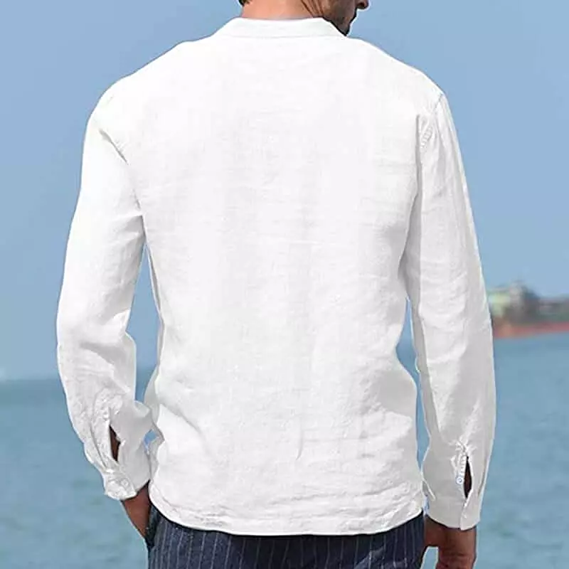 Casual Long Sleeve Linen Men Shirt