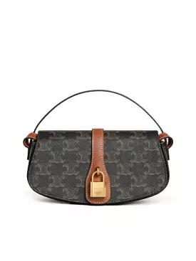 CLUTCH WITH SHOULDER STRAP IN TRIOMPHE CANVAS AND CALF LEATHER