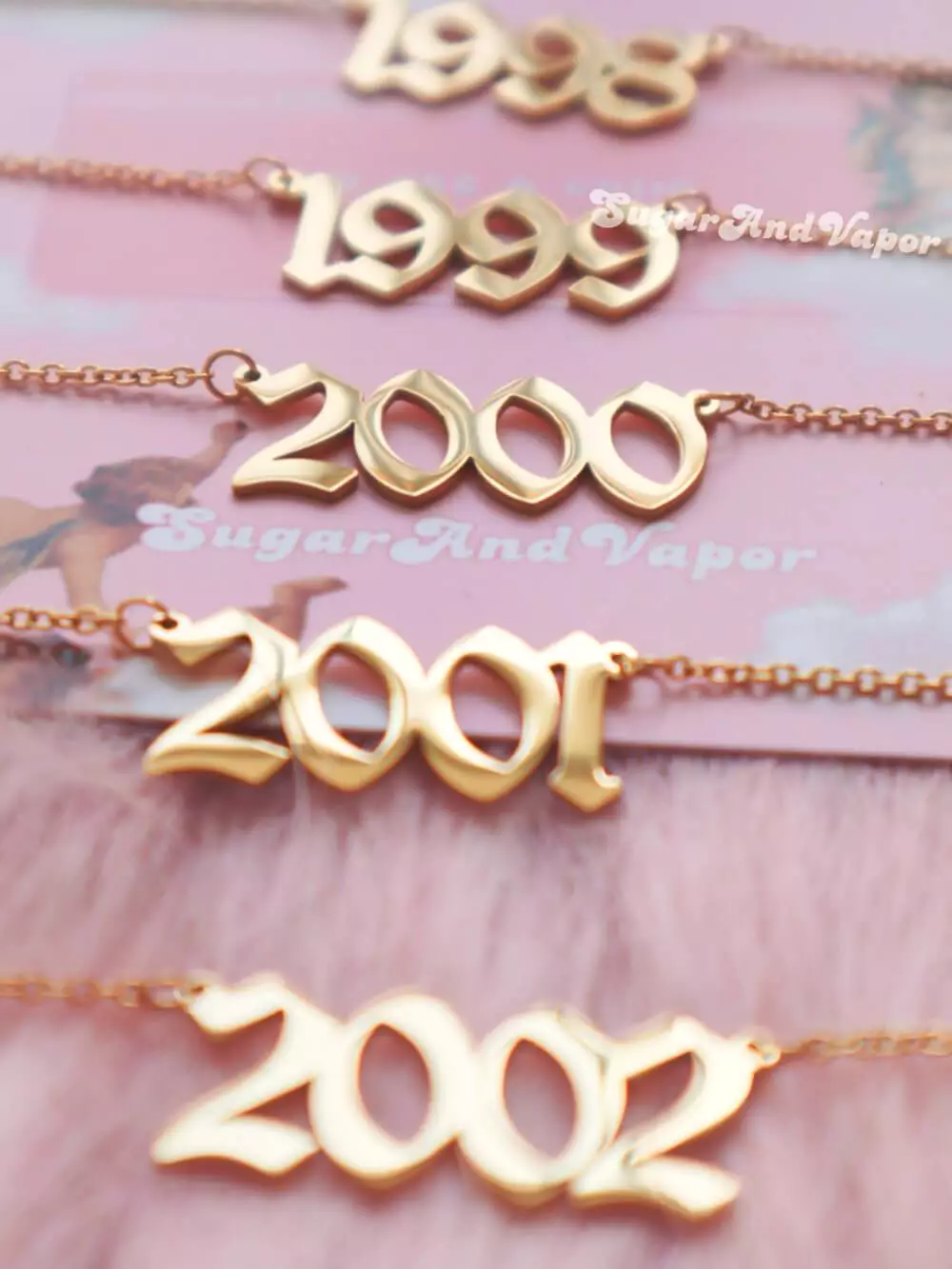 Custom Birth Year Gold Stainless Steel Necklace