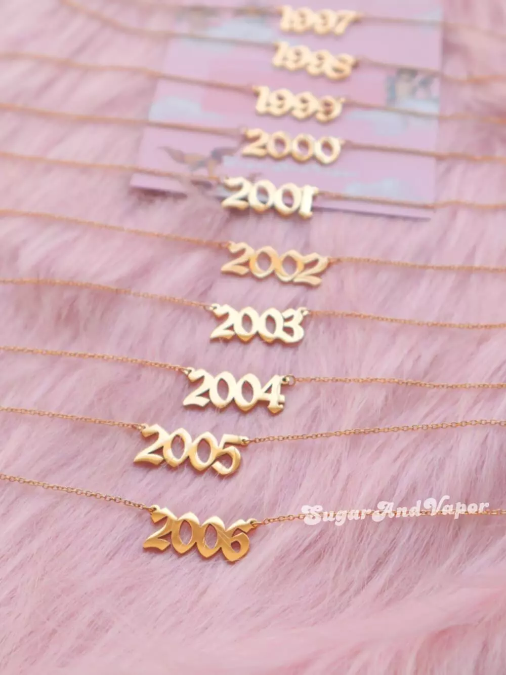 Custom Birth Year Gold Stainless Steel Necklace