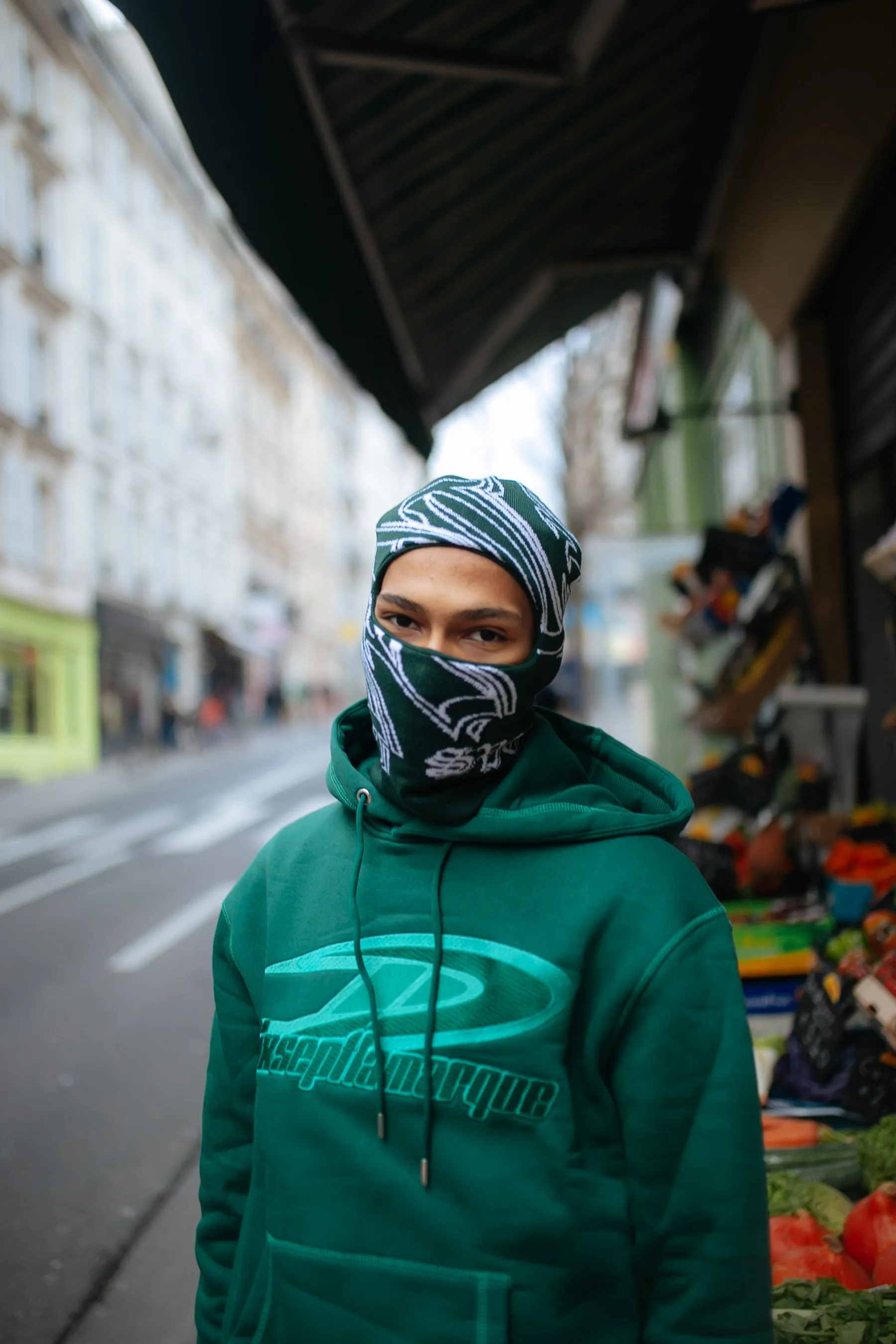 Dark Green Woven Jacquard Balaclava