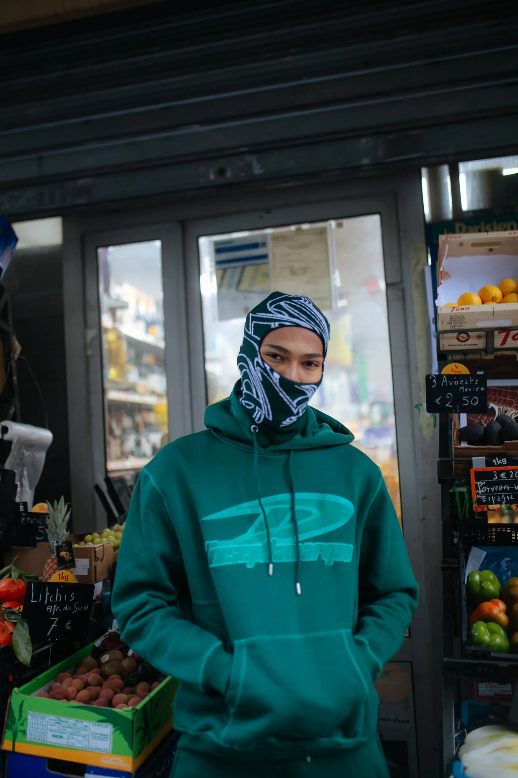 Dark Green Woven Jacquard Balaclava