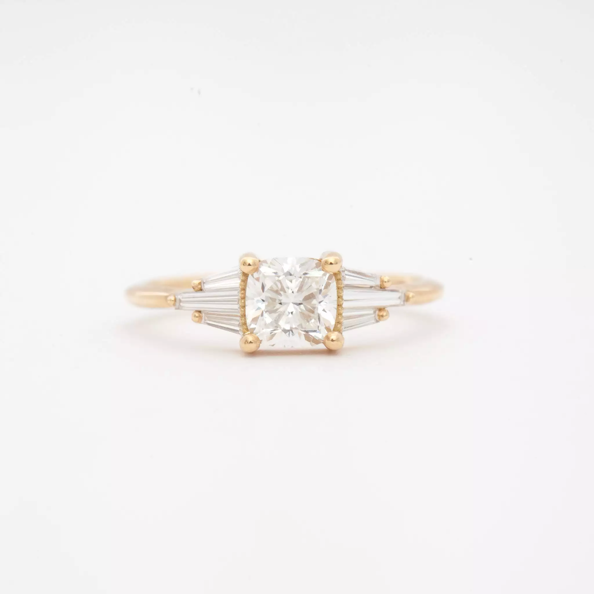 Deco Engagement Ring with Cushion Diamond