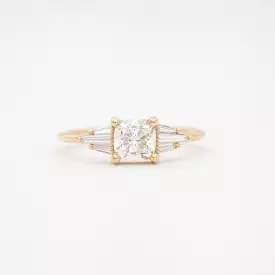 Deco Engagement Ring with Cushion Diamond