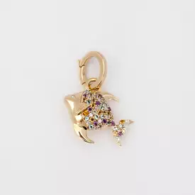 Diamond & Gemstone Rainbow Fish Hinged Charm