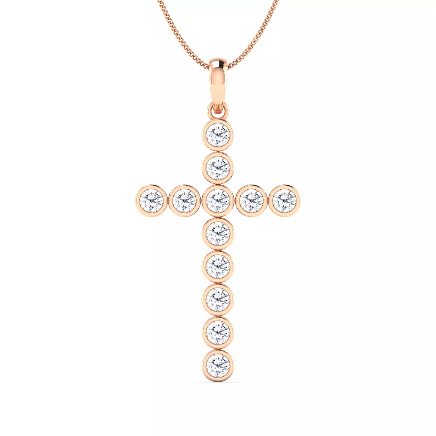 Diamond Cross in Solid 14K Gold, Lab Grown