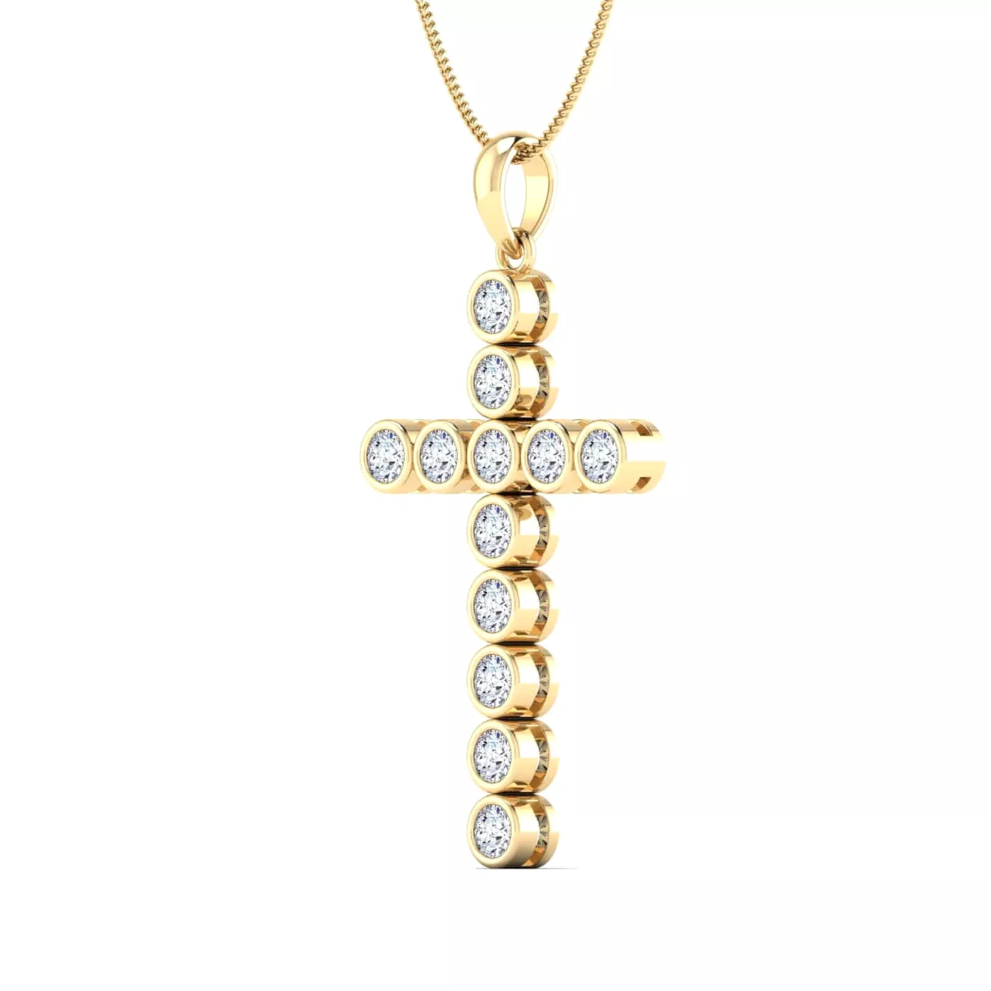 Diamond Cross in Solid 14K Gold, Lab Grown