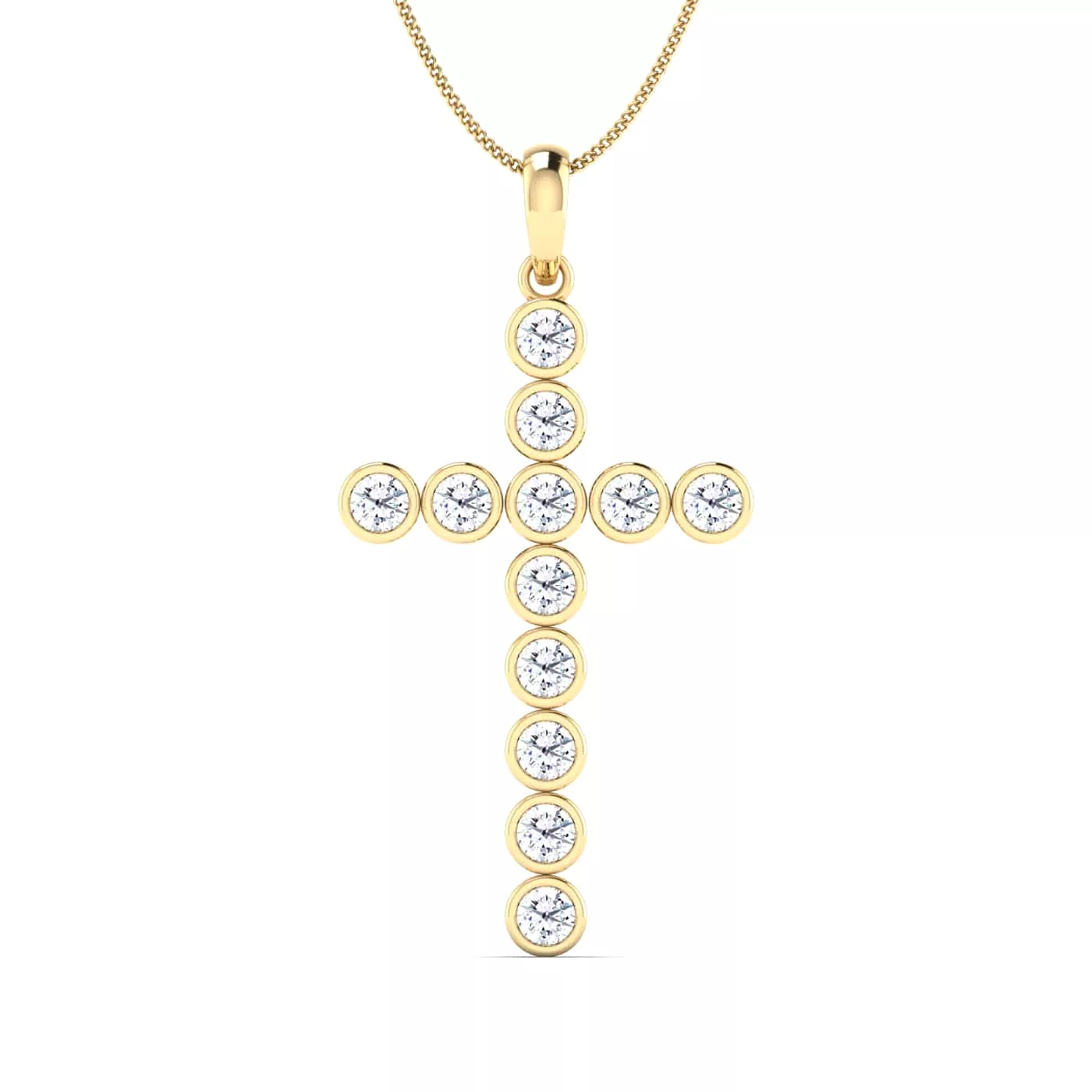 Diamond Cross in Solid 14K Gold, Lab Grown