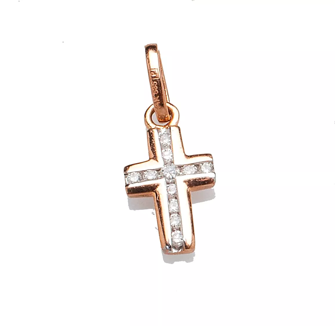 Diamond Cross Solid 14K Gold Outline