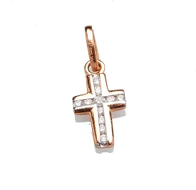 Diamond Cross Solid 14K Gold Outline