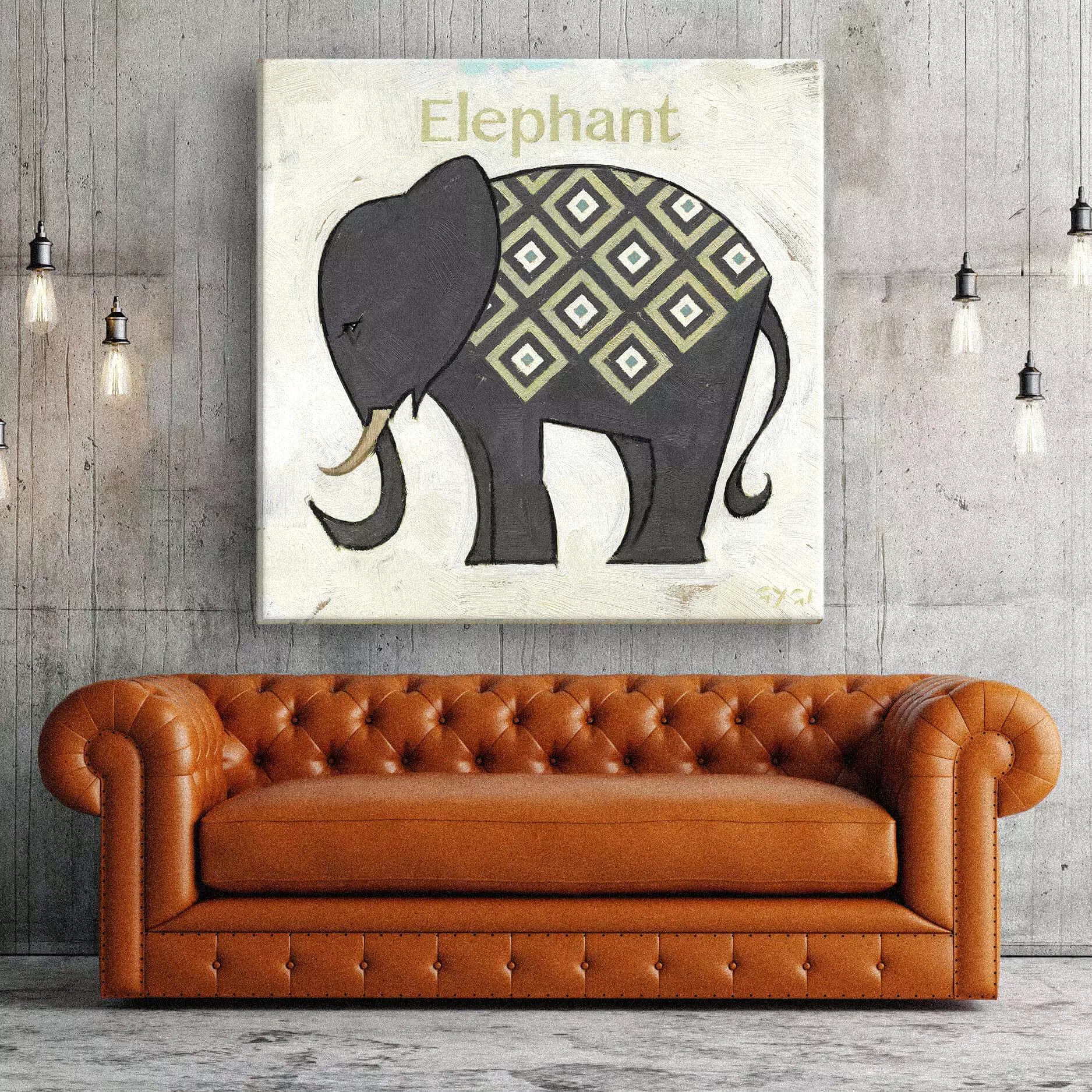 Diamond Elephant Silhouette