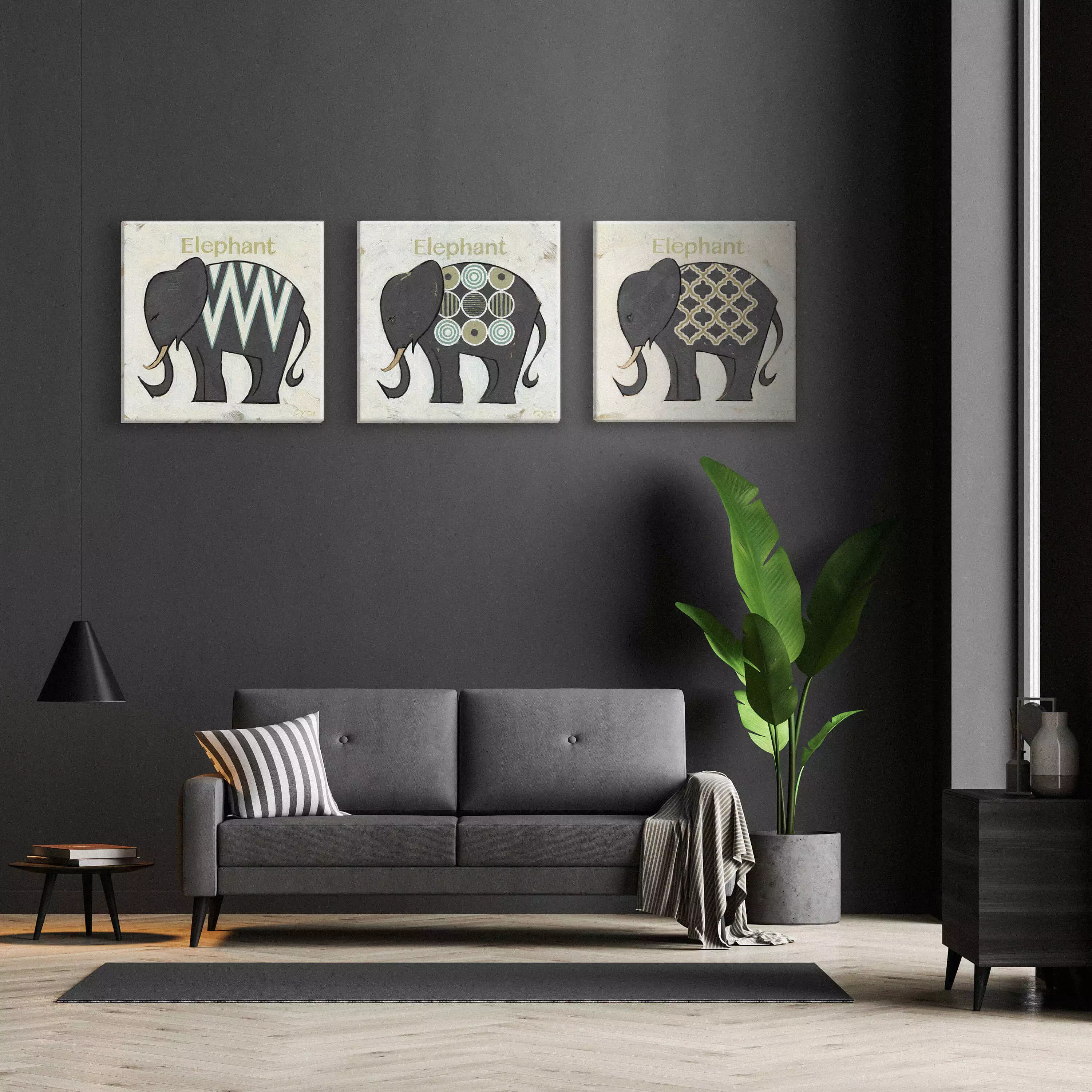 Diamond Elephant Silhouette