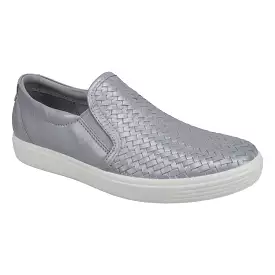 ECCO Women's Soft 7 Woven Slip-On Silver/Grey/Metallic