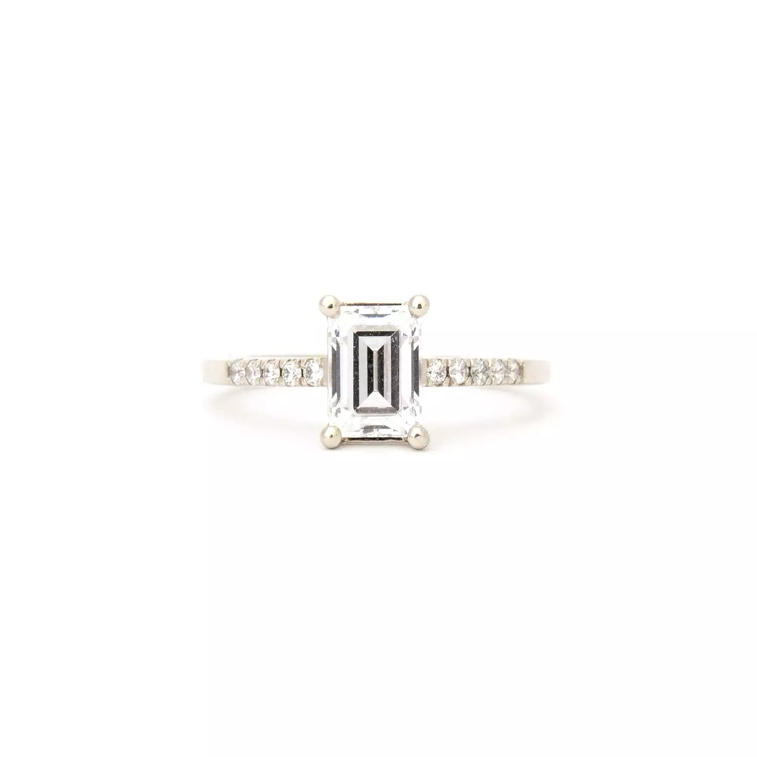 Emerald-cut Diamond Canopy Pavé Solitaire