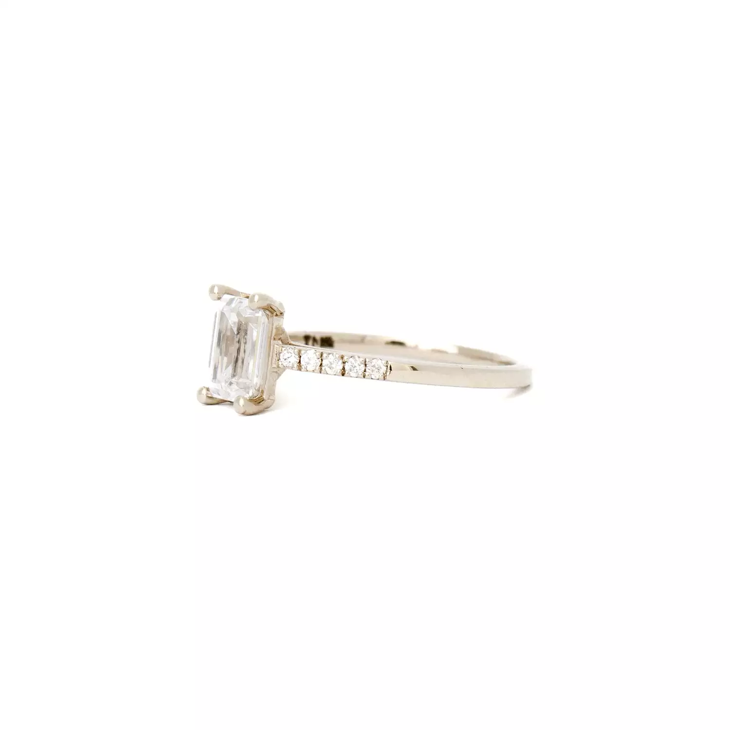 Emerald-cut Diamond Canopy Pavé Solitaire