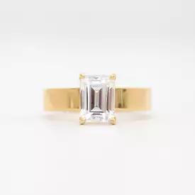 Emerald Cut Four-Prong Temple Solitaire