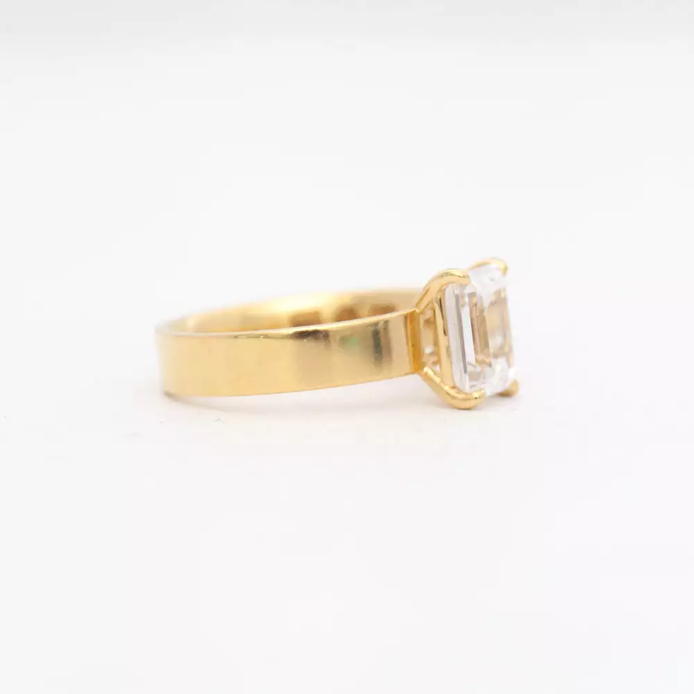 Emerald Cut Four-Prong Temple Solitaire