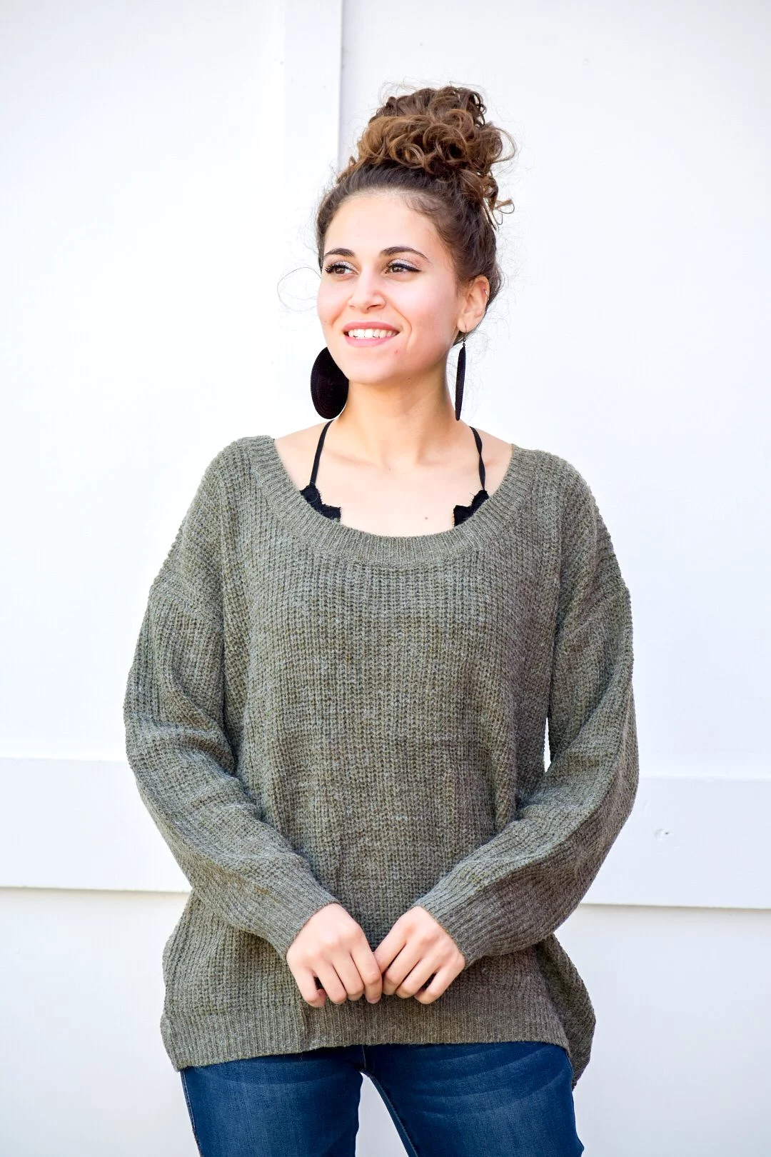 Everything I Need Olive Crossed Back Sweater