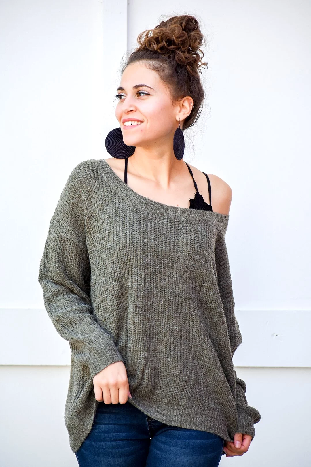 Everything I Need Olive Crossed Back Sweater