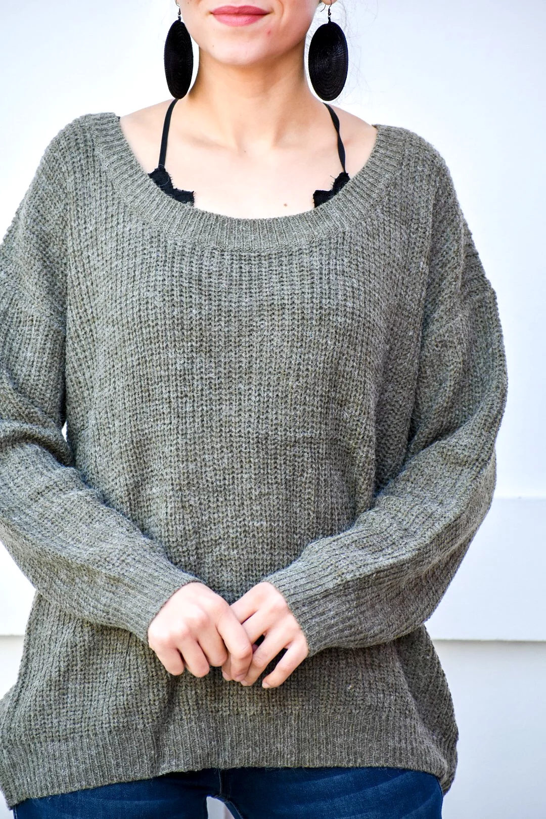 Everything I Need Olive Crossed Back Sweater